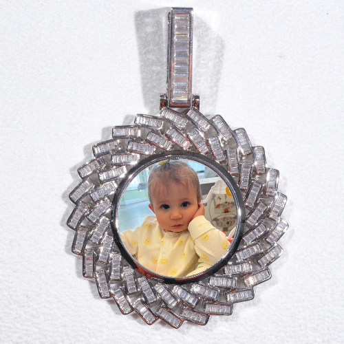 Large 3D Baguette Custom Picture Pendant