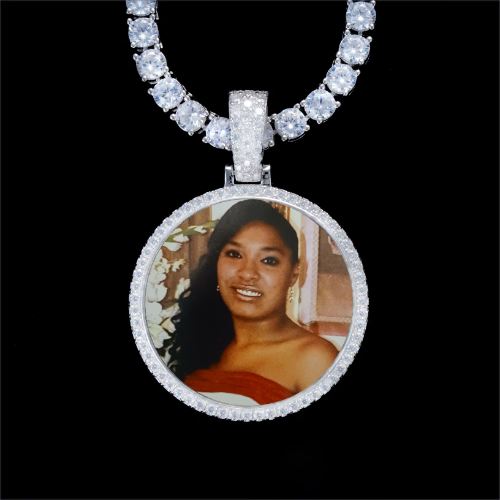 925S & VVS Moissanite 3D Circle Custom Picture Pendant