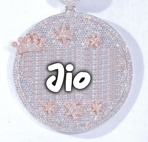 CUSTOM LETTER NECKLACE 3D BIG CROWN DISC