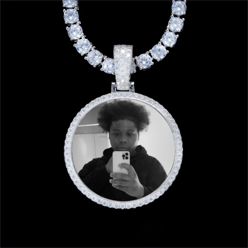 925S & VVS Moissanite 3D Circle Custom Picture Pendant