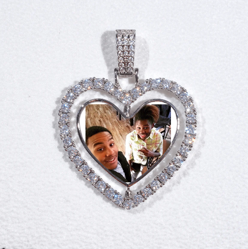 3D Spinning 2-Faced Heart Custom Picture Pendant