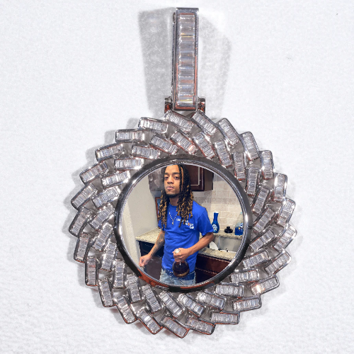 Large 3D Baguette Custom Picture Pendant