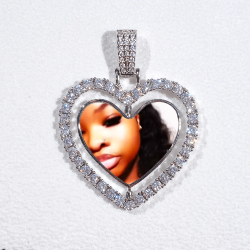 3D Spinning 2-Faced Heart Custom Picture Pendant
