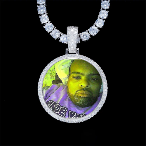 925S & VVS Moissanite 3D Circle Custom Picture Pendant