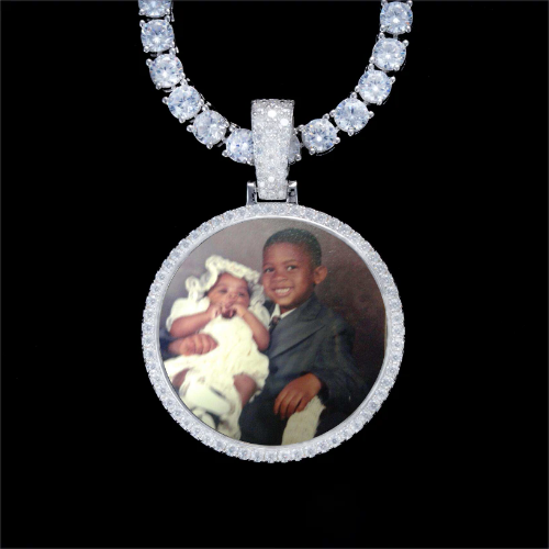 925S & VVS Moissanite 3D Circle Custom Picture Pendant