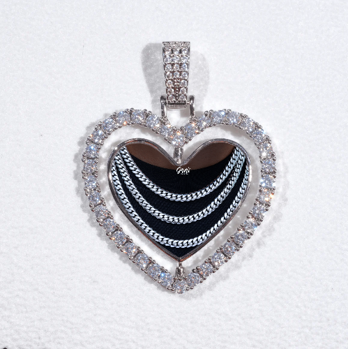 3D Spinning 2-Faced Heart Custom Picture Pendant