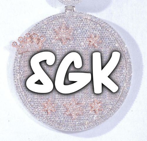 CUSTOM LETTER NECKLACE 3D BIG CROWN DISC