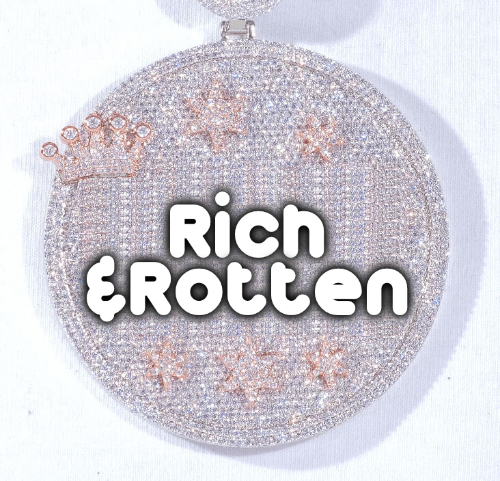 CUSTOM LETTER NECKLACE 3D BIG CROWN DISC