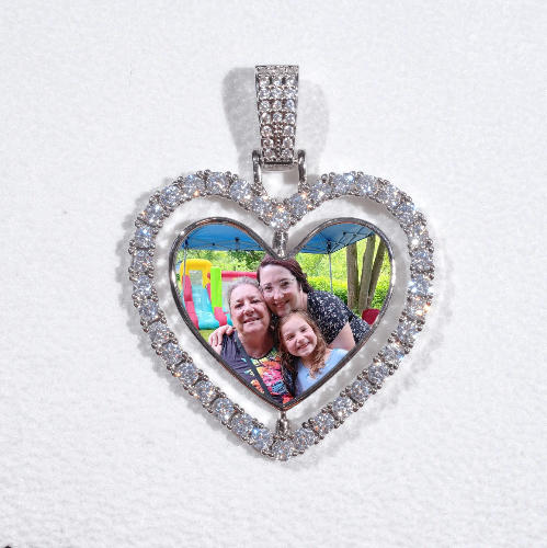 3D Spinning 2-Faced Heart Custom Picture Pendant
