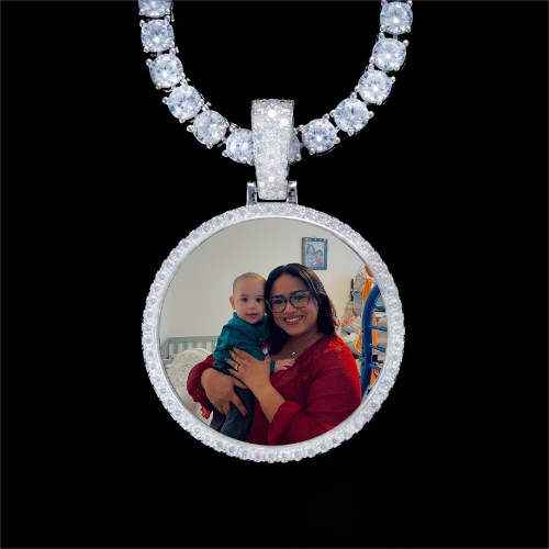 925S & VVS Moissanite 3D Circle Custom Picture Pendant