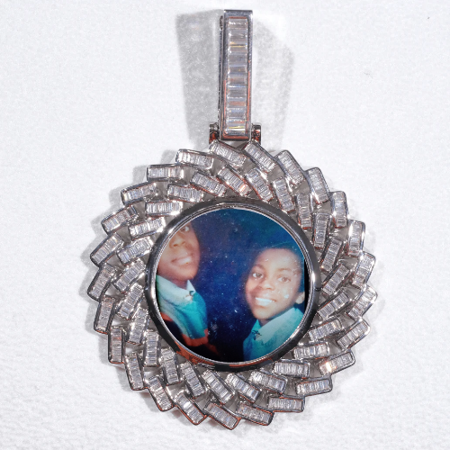 Large 3D Baguette Custom Picture Pendant