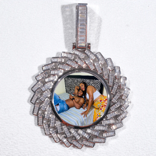 Large 3D Baguette Custom Picture Pendant