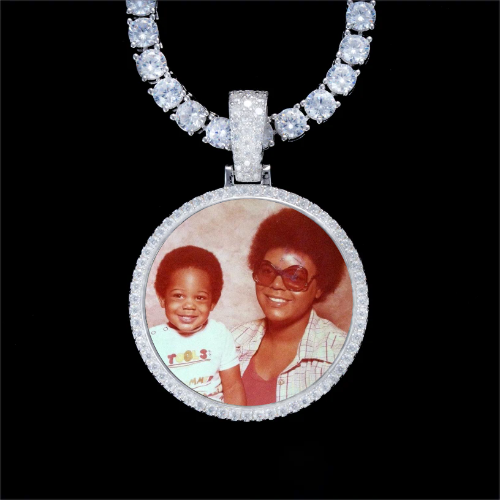 925S & VVS Moissanite 3D Circle Custom Picture Pendant