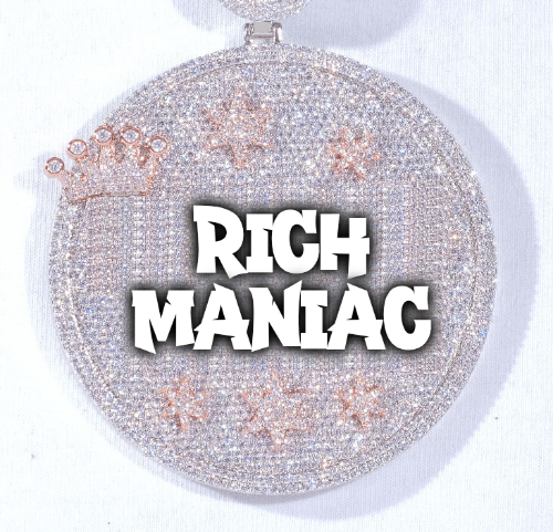 CUSTOM LETTER NECKLACE 3D BIG CROWN DISC