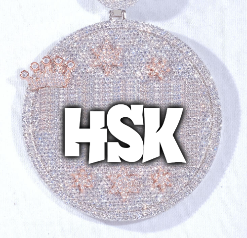 CUSTOM LETTER NECKLACE 3D BIG CROWN DISC