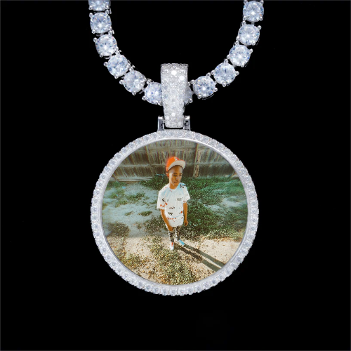 925S & VVS Moissanite 3D Circle Custom Picture Pendant