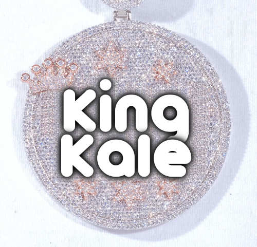 CUSTOM LETTER NECKLACE 3D BIG CROWN DISC