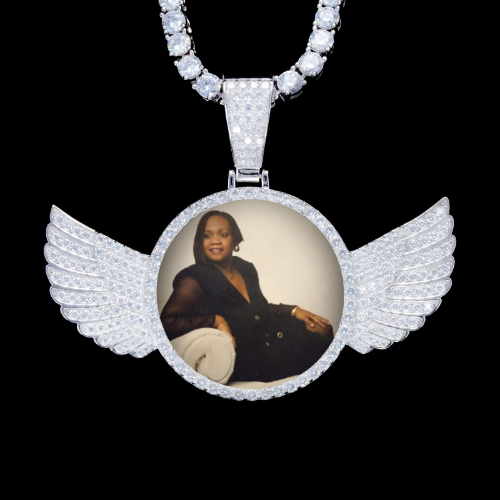 925S & VVS Moissanite 3D Wing Custom Picture Pendant