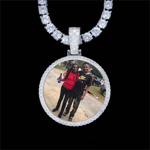 925S & VVS Moissanite 3D Circle Custom Picture Pendant