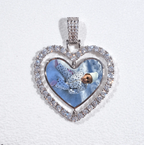 3D Spinning 2-Faced Heart Custom Picture Pendant