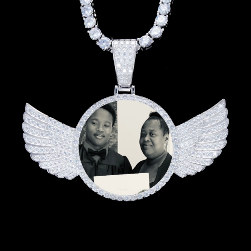 925S & VVS Moissanite 3D Wing Custom Picture Pendant