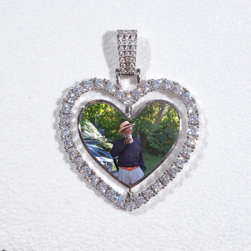 3D Spinning 2-Faced Heart Custom Picture Pendant