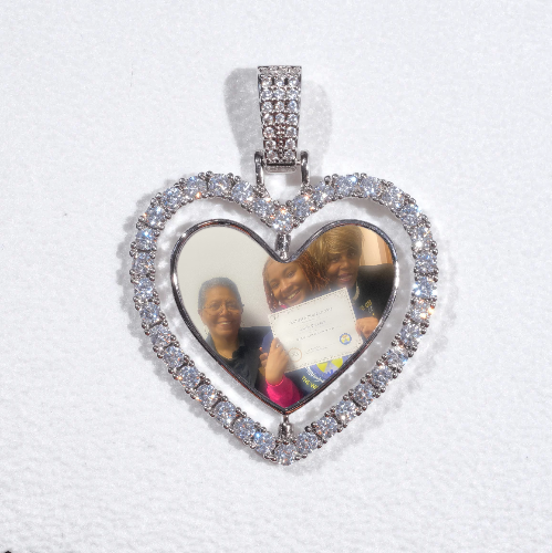 3D Spinning 2-Faced Heart Custom Picture Pendant