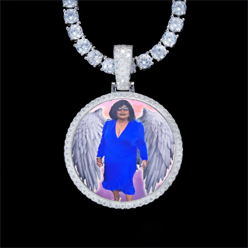 925S & VVS Moissanite 3D Circle Custom Picture Pendant