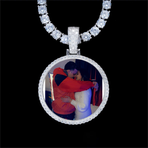 925S & VVS Moissanite 3D Circle Custom Picture Pendant