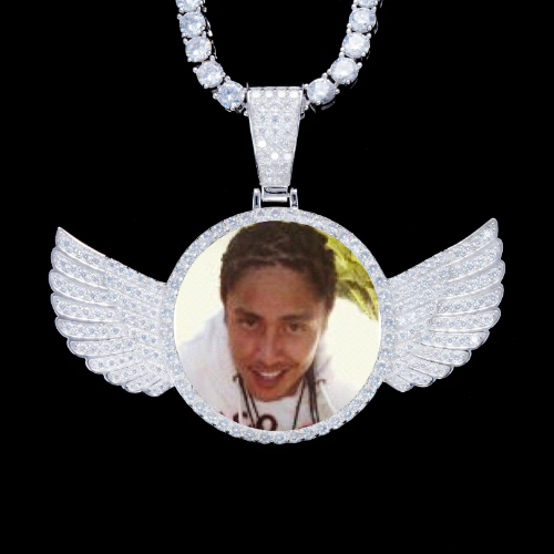 925S & VVS Moissanite 3D Wing Custom Picture Pendant