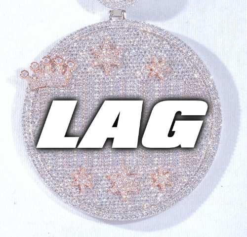 CUSTOM LETTER NECKLACE 3D BIG CROWN DISC