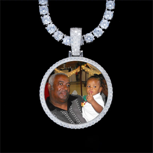 925S & VVS Moissanite 3D Circle Custom Picture Pendant