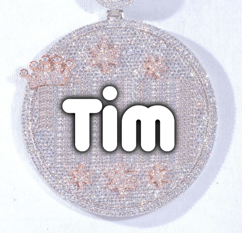 CUSTOM LETTER NECKLACE 3D BIG CROWN DISC