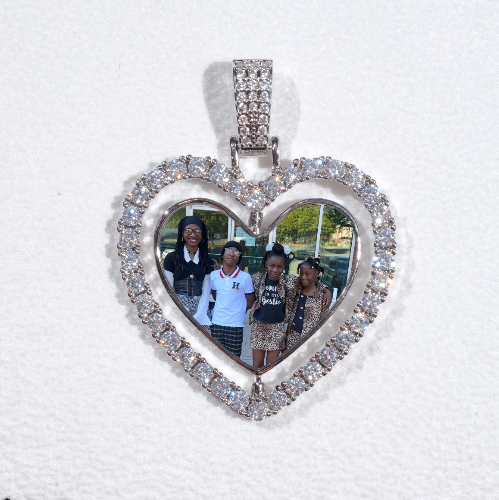 3D Spinning 2-Faced Heart Custom Picture Pendant