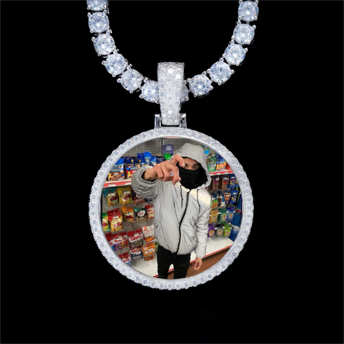925S & VVS Moissanite 3D Circle Custom Picture Pendant