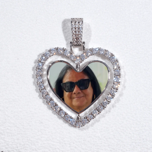 3D Spinning 2-Faced Heart Custom Picture Pendant