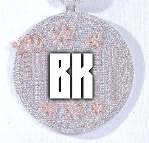 CUSTOM LETTER NECKLACE 3D BIG CROWN DISC