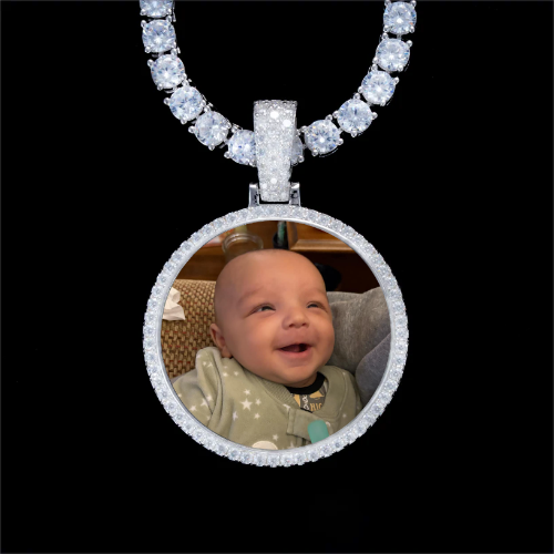 925S & VVS Moissanite 3D Circle Custom Picture Pendant