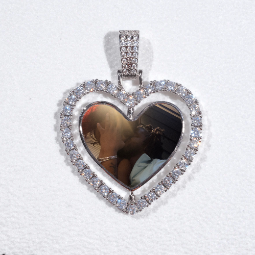 3D Spinning 2-Faced Heart Custom Picture Pendant