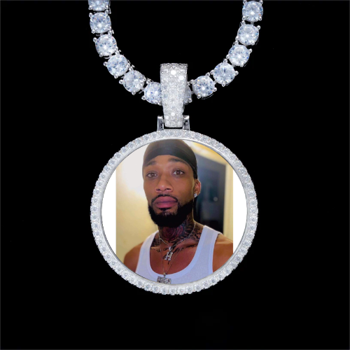 925S & VVS Moissanite 3D Circle Custom Picture Pendant