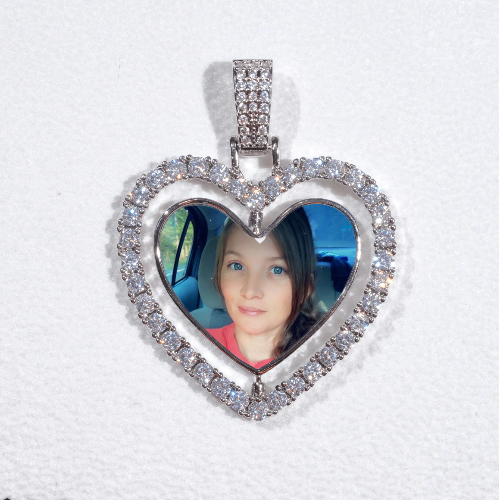 3D Spinning 2-Faced Heart Custom Picture Pendant