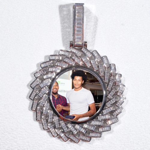 Large 3D Baguette Custom Picture Pendant