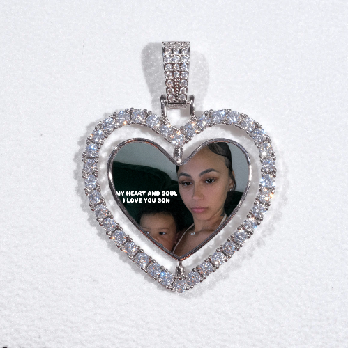 3D Spinning 2-Faced Heart Custom Picture Pendant