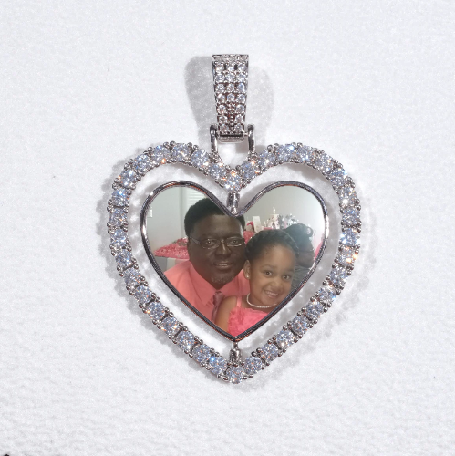 3D Spinning 2-Faced Heart Custom Picture Pendant