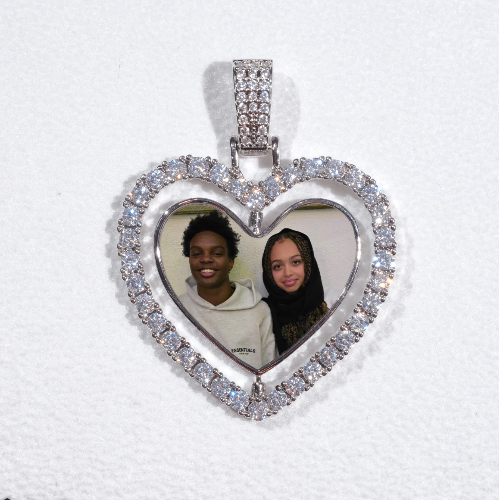 3D Spinning 2-Faced Heart Custom Picture Pendant