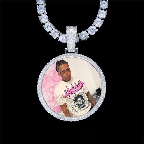 925S & VVS Moissanite 3D Circle Custom Picture Pendant