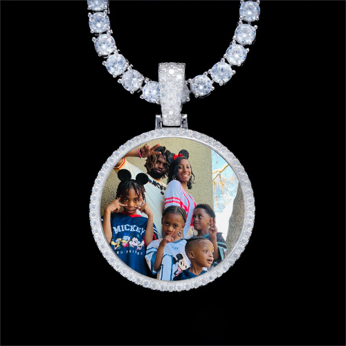 925S & VVS Moissanite 3D Circle Custom Picture Pendant