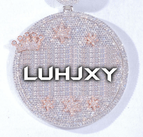 CUSTOM LETTER NECKLACE 3D BIG CROWN DISC