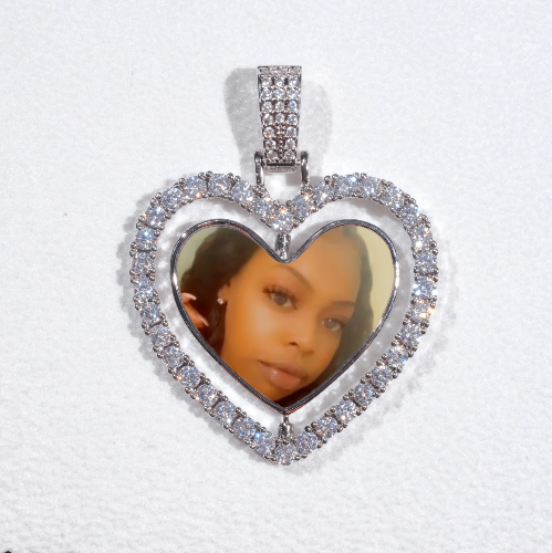 3D Spinning 2-Faced Heart Custom Picture Pendant
