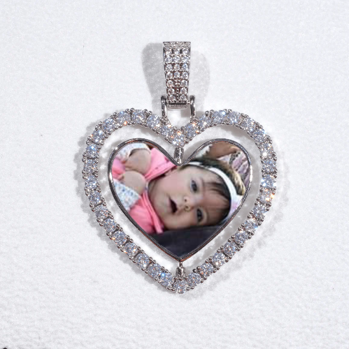 3D Spinning 2-Faced Heart Custom Picture Pendant
